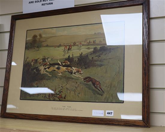 After Lionel Edwards, chromolithograph, The Fox, overall 49 x 65cm